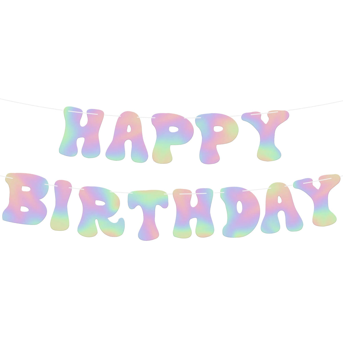 KatchOn, Iridescent Happy Birthday Banner - 10 Feet Prestrung | Disco Happy Birthday Sign | Iridescent Party Decorations | Disco Birthday Banner for Women, Holographic Disco Birthday Party Decorations