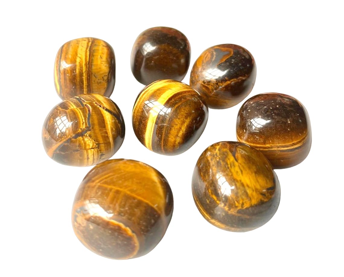 crystalmiracle Natural Tigers Eye Seven Tumbled Stone for Healing Reiki Feng Shui Protection Vaastu Home Office Decor Gift