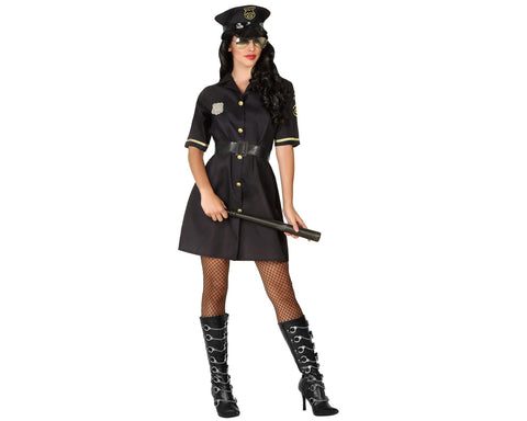 Atosa Policeman 39518 Costume Policewoman Woman XS-S Black-Carnival, Women