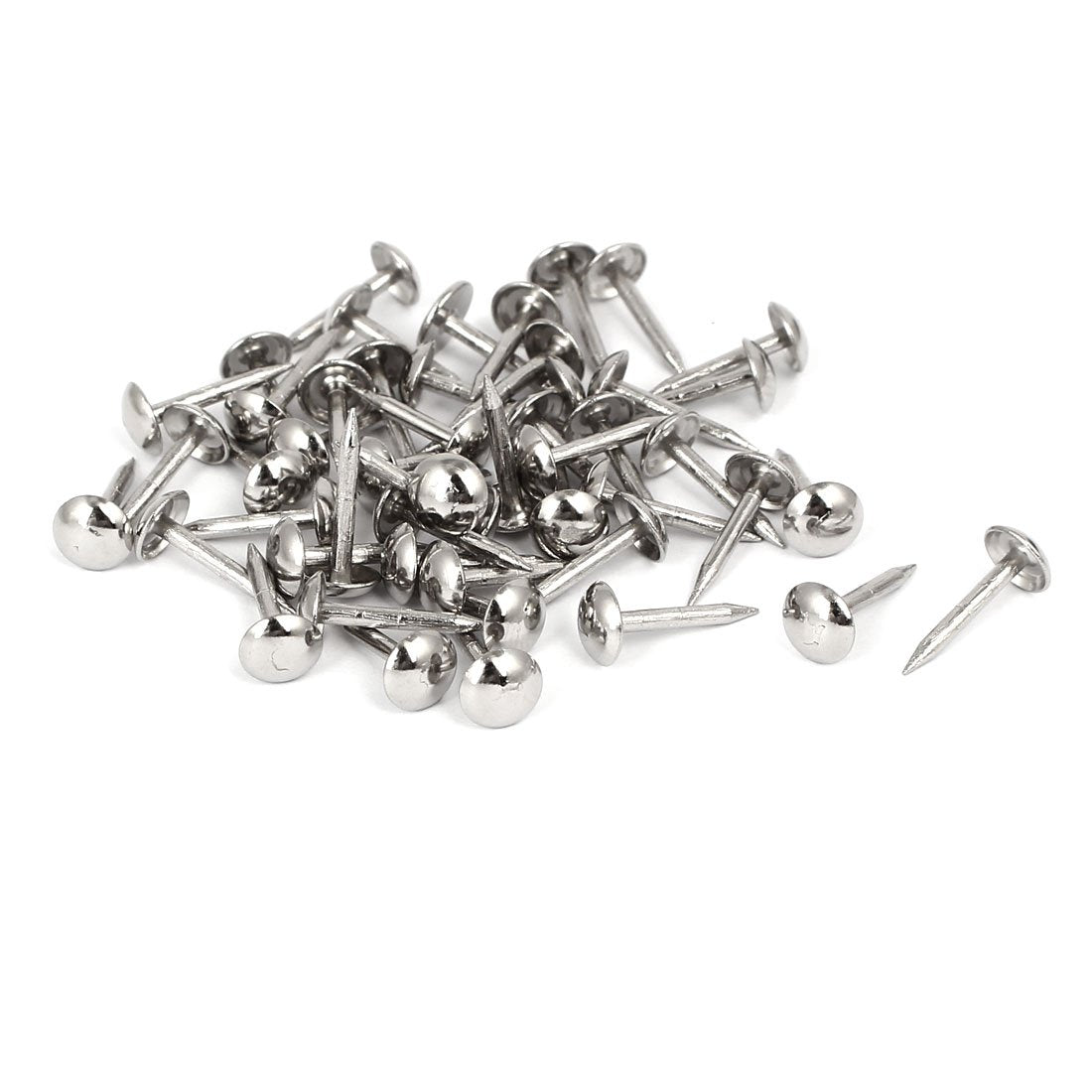 uxcell Home Furniture 6mm x 14mm Upholstery Thumb Tack Nail Push Pin Silver Tone 50pcs
