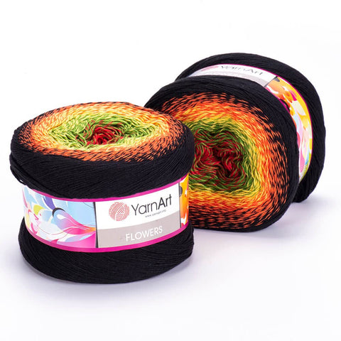 YarnArt Flowers Yarn 55% Cotton 45% Acrylic 250gr 1094yds Multicolor Cotton Yarn Rainbow Crochet Yarn Spring Summer 2 Sport Yarn (267)