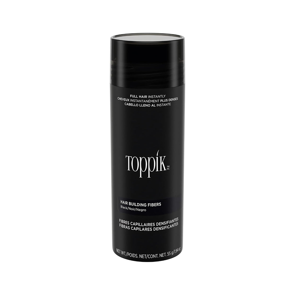 Toppik, Hair Building Fibres Powder for a Thicker-looking Hairline, Crown and Beard, Instant Thinning Concealer for Men and Women, 55g, Black