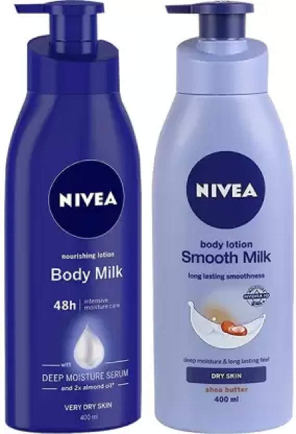 Nivea Nourishing Lotion Body Milk Deep Moisture Serum & Smooth Milk Body Lotion (2 x 400ml)