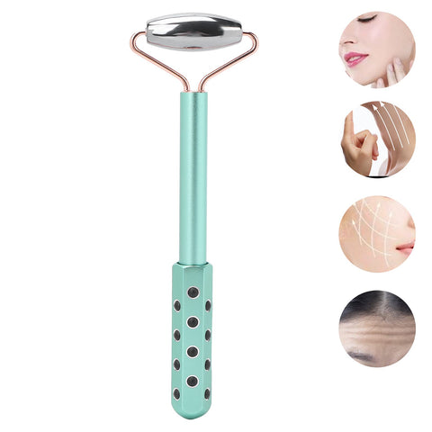 FILFEEL Face Beauty Roller Massager, Gua Sha Massage Tool with Germanium Granule and Terahertz Stone Design for Face Wrinkles Reduce, Dark Circles Removel(Green)
