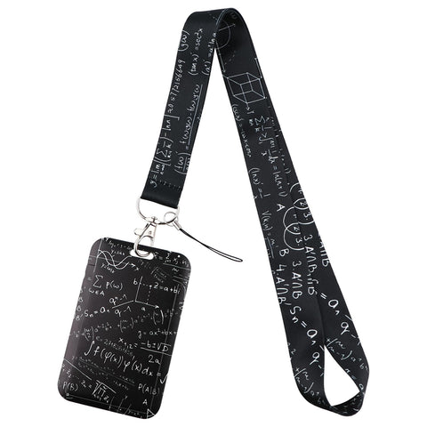Math Lanyard with ID Holder for Card Keys Neck Keychain Lanyard, Black