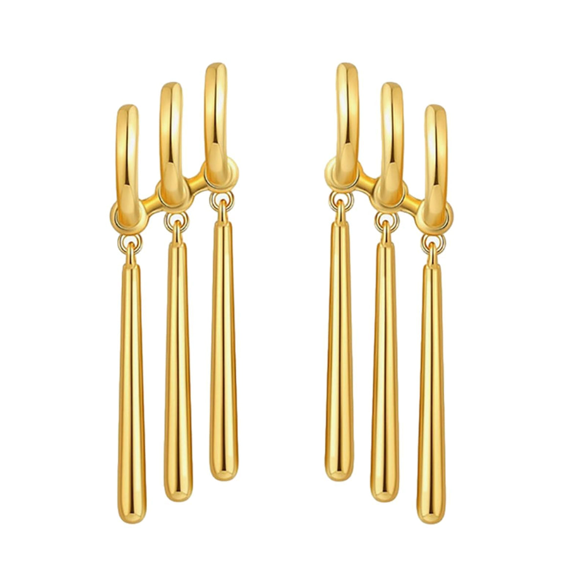 1 Pairs Gold Triple Earrings Clip with Single Ear Piercing for Woman Men Cosplay & Anime Lovers, Anime Merch Jewelry Suitable for Daily Exhibition & Performance Wear