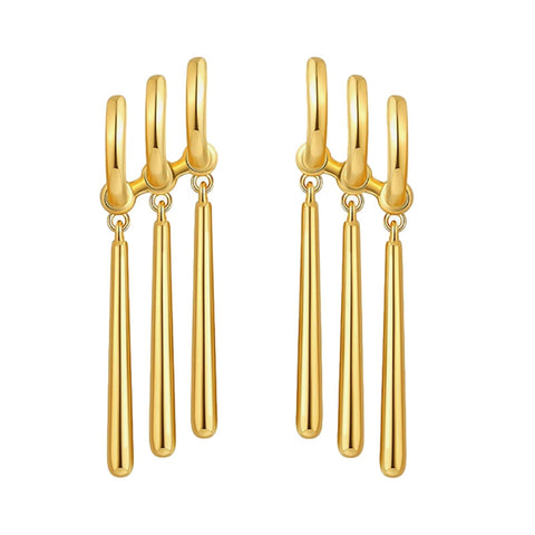 1 Pairs Gold Triple Earrings Clip with Single Ear Piercing for Woman Men Cosplay & Anime Lovers, Anime Merch Jewelry Suitable for Daily Exhibition & Performance Wear