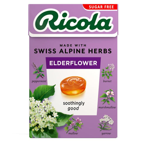 Ricola Elderflower Sugar Free Swiss Herbal Sweets, Herb Drops - Pack of 10 Boxes