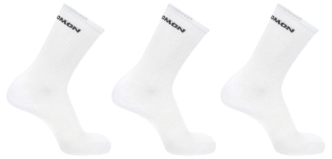 Salomon Flow Crew 3 Pack Unisex Socks,Trail Running Hiking, Stays in Place, Protective Comfort, and Cushioning, White, 5.5 - 7