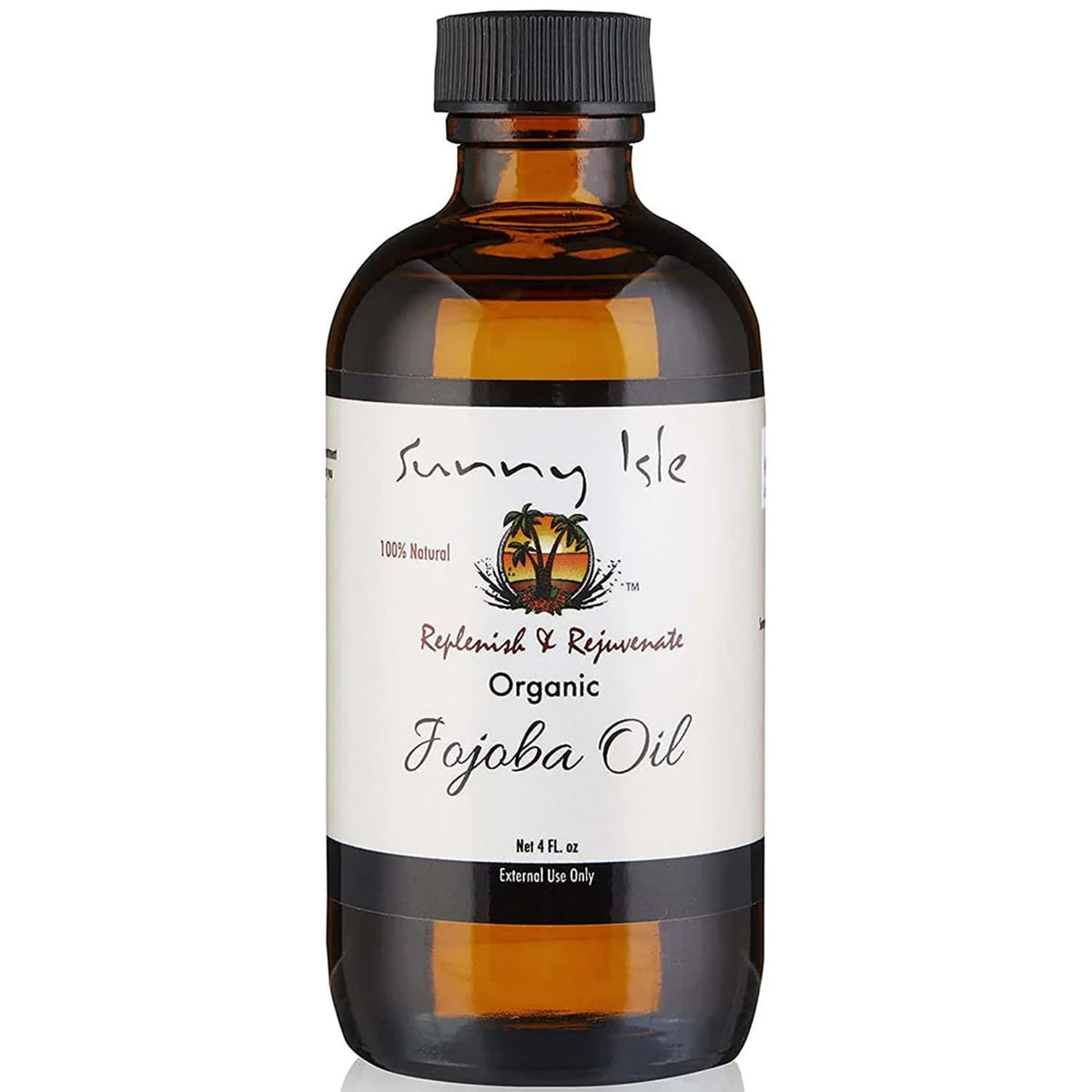 Sunny Isle Organic Jojoba Oil 4oz | 100 Pure | Moisturizing for Hair, Face, Skin & Nails | Natural Cold-Pressed | Base Carrier Oil