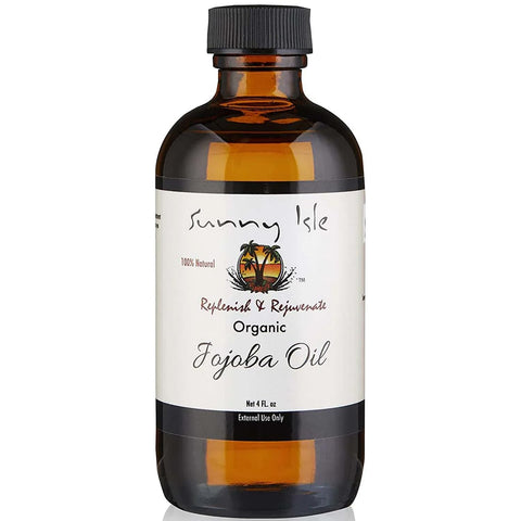 Sunny Isle Organic Jojoba Oil 4oz | 100 Pure | Moisturizing for Hair, Face, Skin & Nails | Natural Cold-Pressed | Base Carrier Oil
