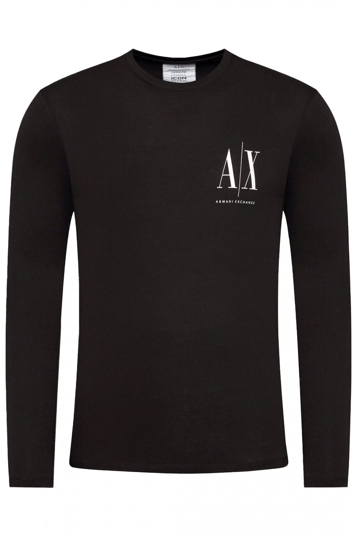 Armani Exchange Men's Long Sleeves, Front Print Logo T-Shirt, Black, Small