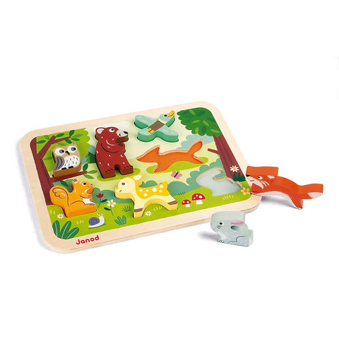 Janod Pets Chunky Wooden Puzzle (7 Pieces) - 18 Months+ - J07024
