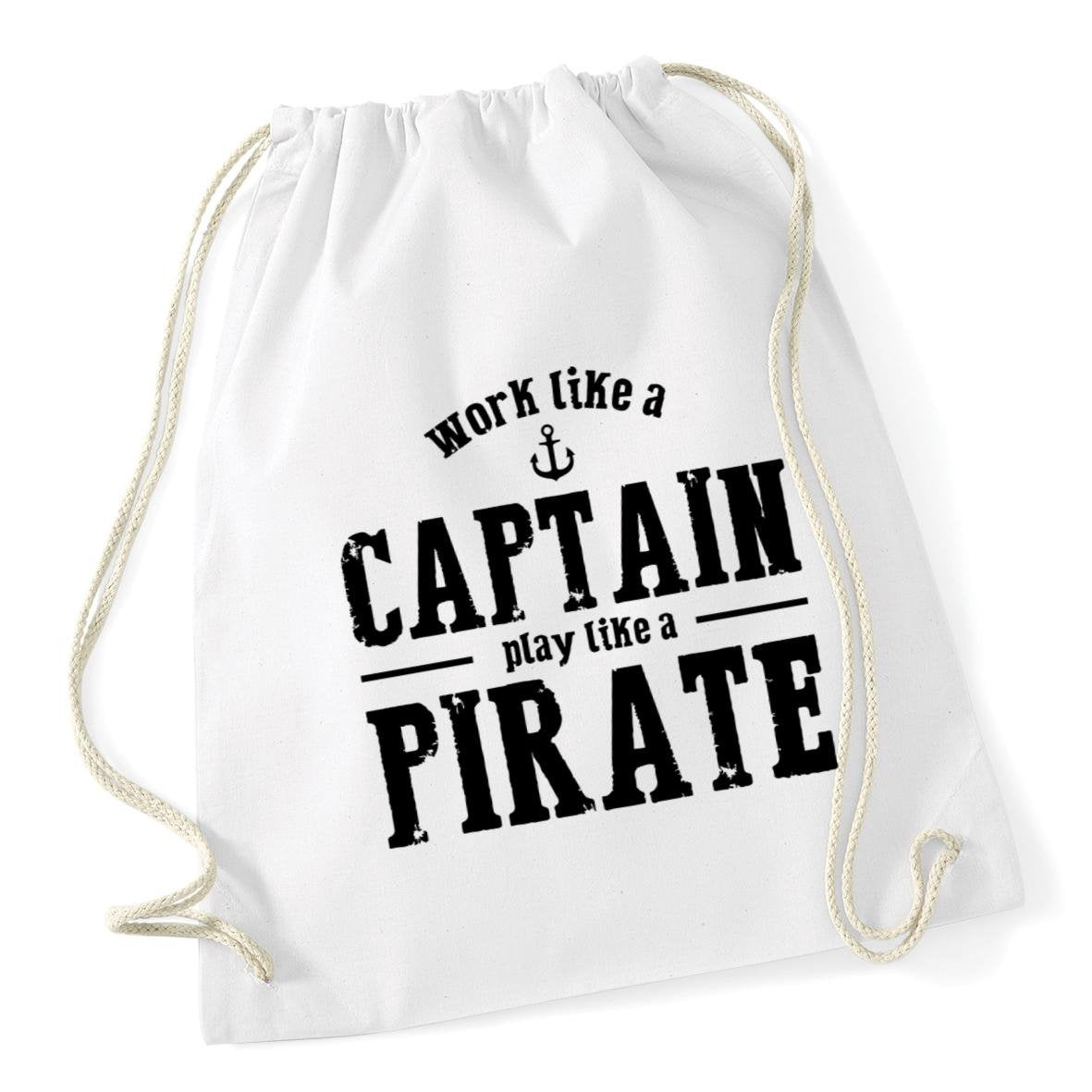 HippoWarehouse Work Like A Captain Play Like A Pirate Drawstring Cotton School Gum Kid Bag Sack 37cm x 46cm, 12 litres