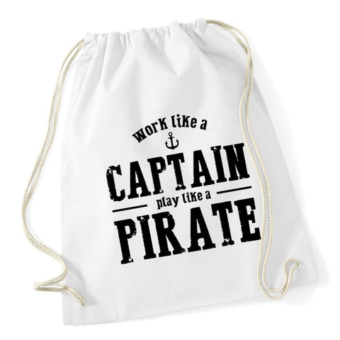 HippoWarehouse Work Like A Captain Play Like A Pirate Drawstring Cotton School Gum Kid Bag Sack 37cm x 46cm, 12 litres