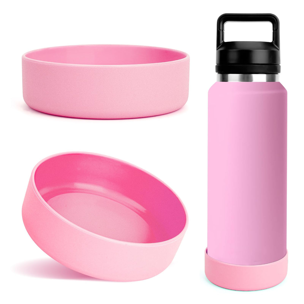 Linkidea Water Bottle Boot Compatible with YETI Rambler Bottle 26oz, Yonder 34oz, Silicone Anti-Slip Water Bottle Bottom Sleeve Cover Protector, Bottle Bumper (Light Pink / 2 Pack)