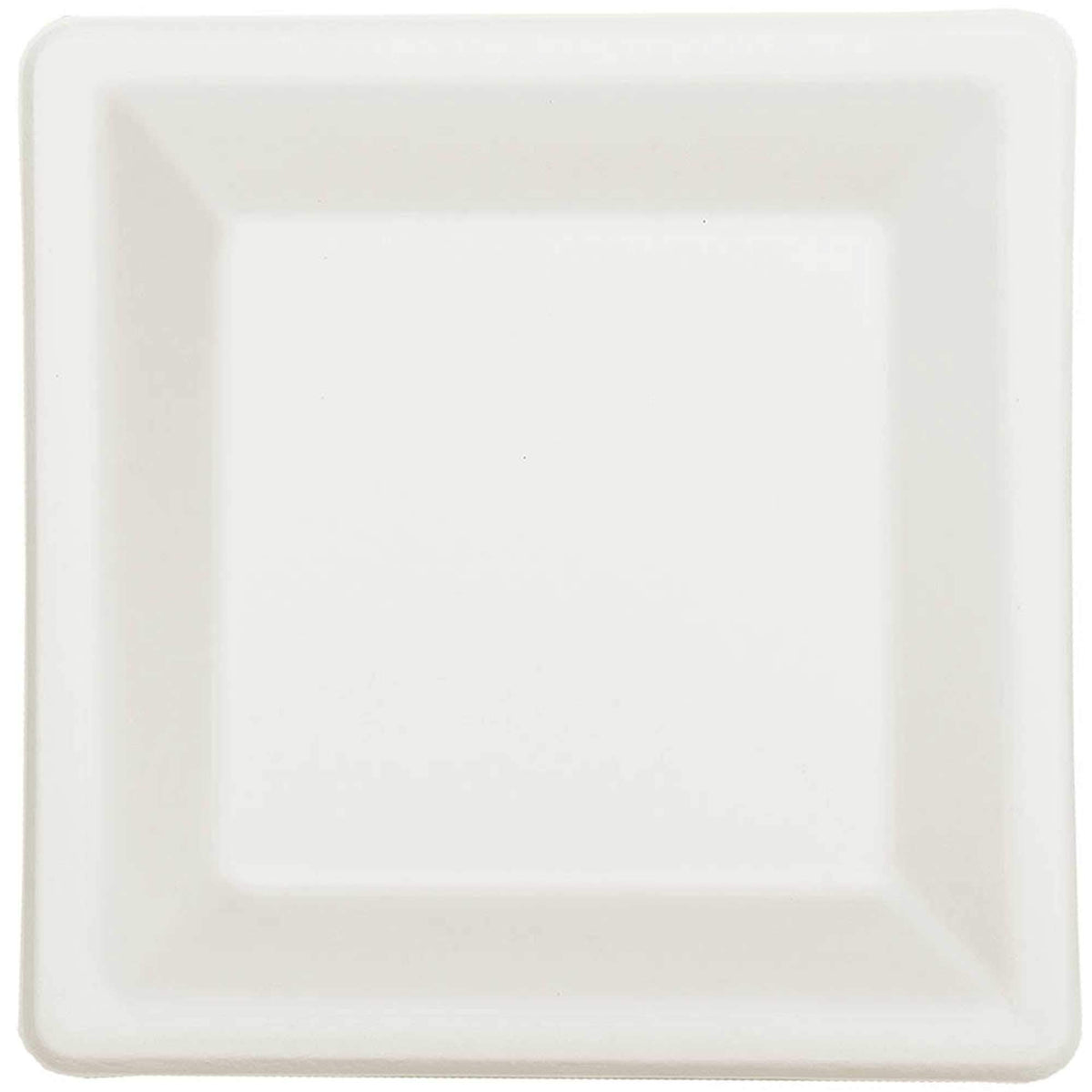 Amscan Sugar Cane Square Plates - 6.5" - White - Pack of 22