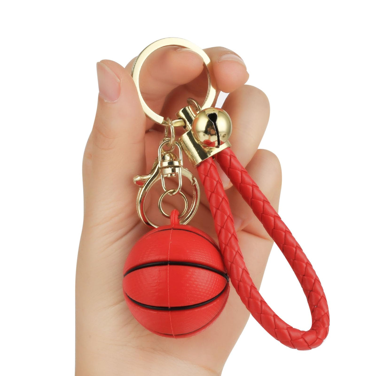 cobee Basketball Gift Keychain, Novelty Sport Ball Key Chain for Boys Sports Fan Basketball Key Rings Inspirational Gift Keyrings for Kids Party Favors Reward Gift (Red)