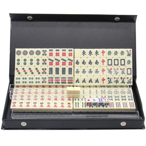 BESPORTBLE 1 Set Mini Mahjong Set Travel Mahjong Portable Mahjong Set with Majiang Table Travel Game Supplies for Western Jong, Mahjongg, Jongg Play with Carrying Case