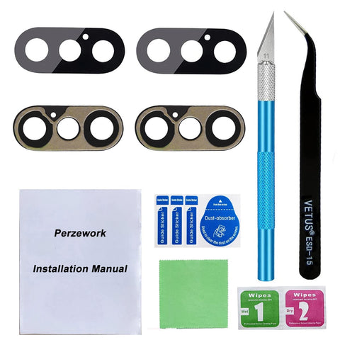 Perzework 2 Set Original Back Rear Camera Lens Glass Replacement for iPhone Xs Max and iPhone Xs with pre-installed adhesive and Reparing Toolkit