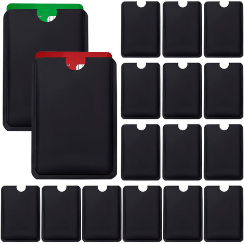 OIIKI 20PCS RFID Blocking Sleeves for Credit Card, Black Aluminum Foil RFID Card Holders, Waterproof Identity Card Protector for Wallet or Purse for Wome, Men