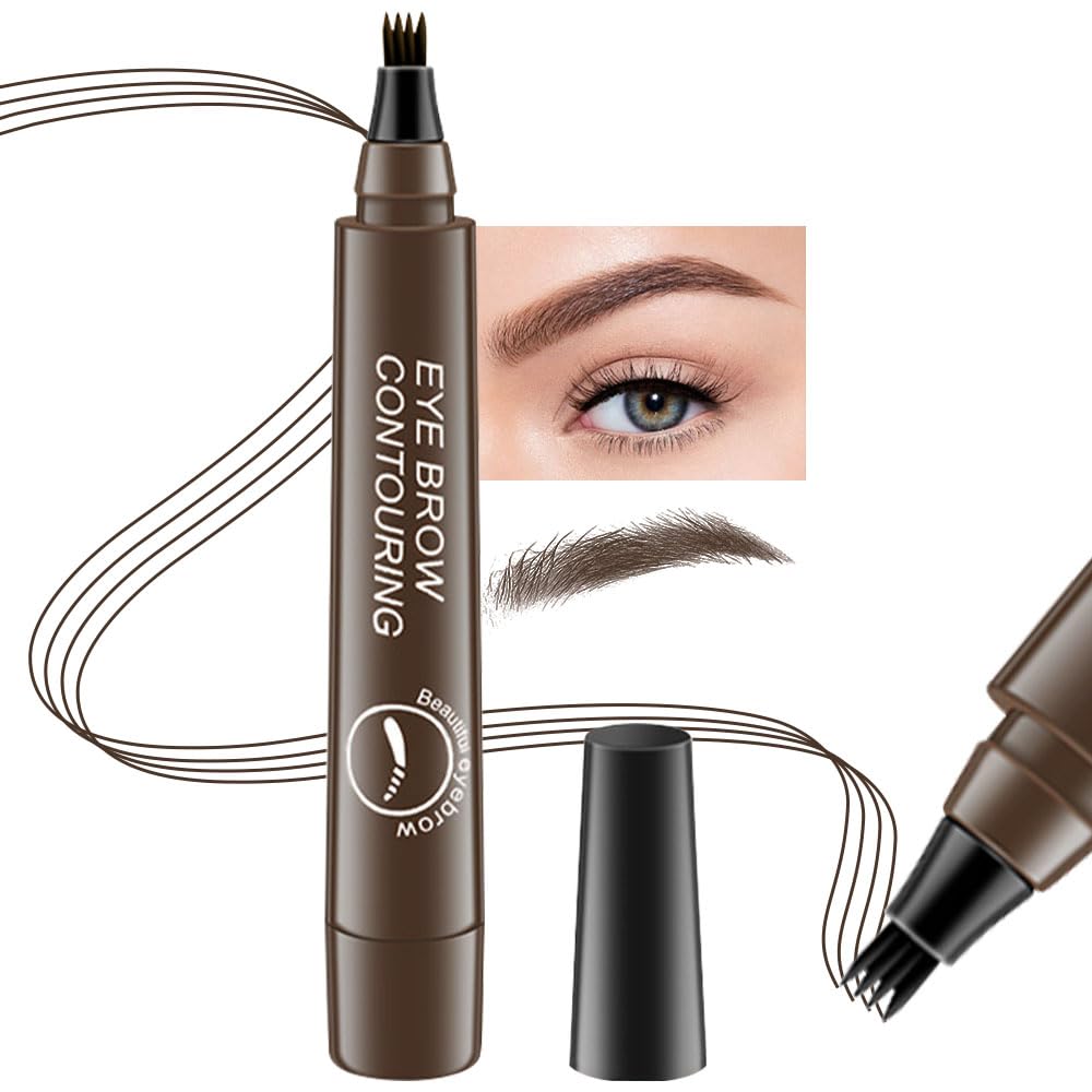 BINGBRUSH Eyebrow Pencil Micro 4 Point Ink Pen by Brow Stylist - Eye Makeup Lift & Snatch Eyebrow Pen Kits Long-Lasting Waterproof Natural Eyebrow Hair (1Pc 02# Dark brown)