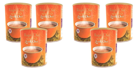 Royal Chai Karak Chai Unsweetened Tub 400g (Pack of 6) - Premium Instant Tea - Karak Tea - Natural - Instant Karak Indian Tea