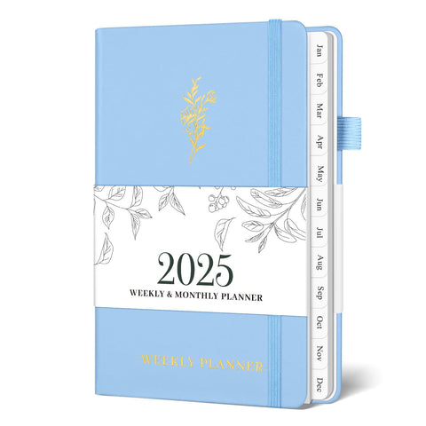 2025 Pocket Planner, A6 Weekly and Monthly Planner with Monthly Tabs from Jan 2025 - Dec 2025, Small Hardcover Calendar Planner Notebook for School & Office Schedule, 3.7"Ã—6.2", Blue