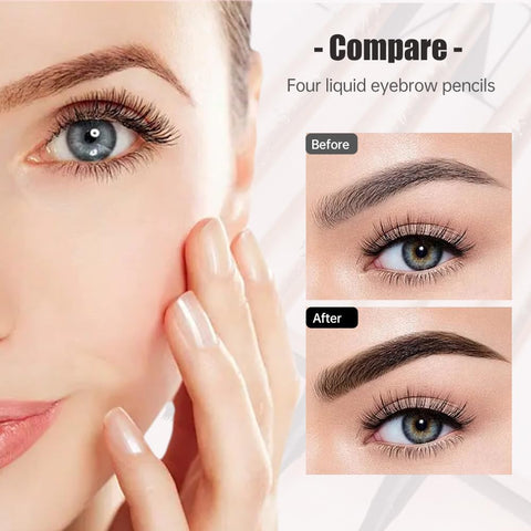3D Microblading Eyebrow Tattoo Pencil 4 Fork Tip, Magic Eyebrow Pencil, Waterproof Microblading Eyebrow Pencil, 4-Tipped Precise Brow Pen, Long-Lasting Natural Fine Stroke Eyebrow Pen (Dark Brown)