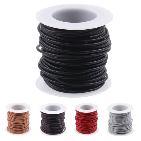 Keadic 11 Yards Round Leather String Cord, Natural Rawhide Rope for Shoelaces Bracelets Necklaces Pendent Jewelry Making and Art Crafts (2MM, Black)