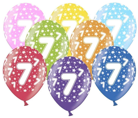 10 Colourful Balloons 7th Birthday Made in EU Metallic 30 cm Decorative Balloons 7 Birthday Girl Boy Party Balloon Decoration Balloons 7 Balloon Number 7