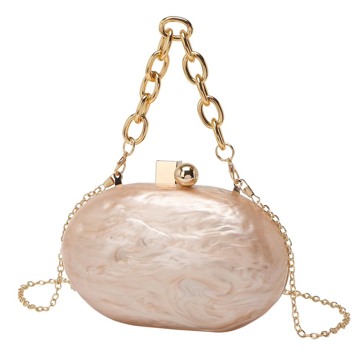GSYPS Women Acrylic Clutch Purse Marble Evening Bag Glitter Acrylic Shoulder Handbag Wedding Party Prom Trendy Purse, Champagne