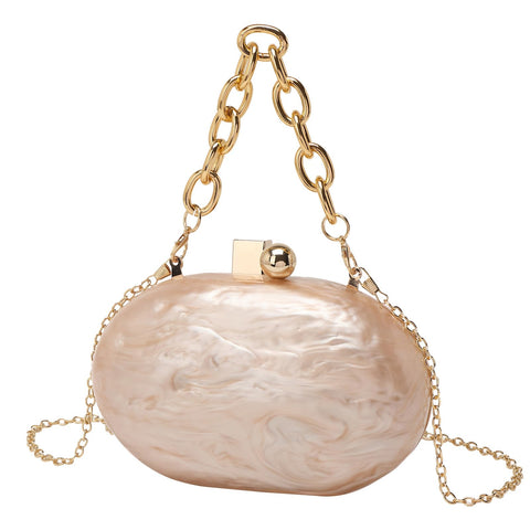 GSYPS Women Acrylic Clutch Purse Marble Evening Bag Glitter Acrylic Shoulder Handbag Wedding Party Prom Trendy Purse, Champagne