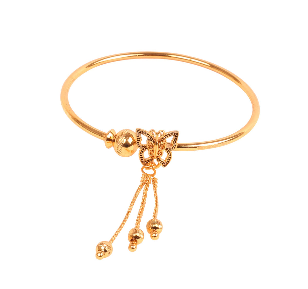 Touchstone NEW Indian Bollywood Finely Handcrafted Butterfly Inspired Hung With Chain Beads Gorgeous Look Designer Jewelry Openable Free Size Thin Bracelet In Gold Tone For Women.