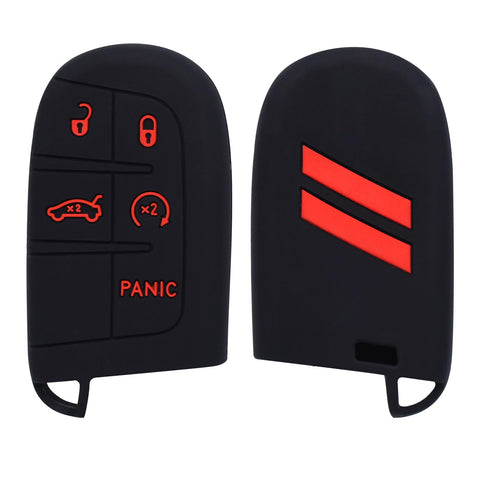 Key Fob Cover for Dodge Accessories 5 Button Key Fob Case Silicone Key Fob Cover Replacement Remote Control Key Fob Shell Fit for Dodge Challenger Charger Dart Durango Journey |Bright Red Design|
