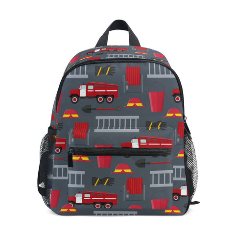 Fisyme Toddler Backpack Firefighter Car School Bag Kids Backpacks for Kindergarten Preschool Nursery Girls Boys, S