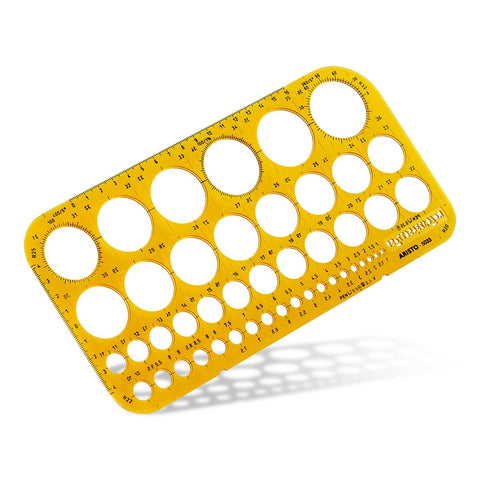 Aristo AH5033 Circle Template 1-36 mm (45 Circles, Diameter 1 to 36 mm, Ink Nubs, Dimensionally Stable Plastic) Orange/Transparent
