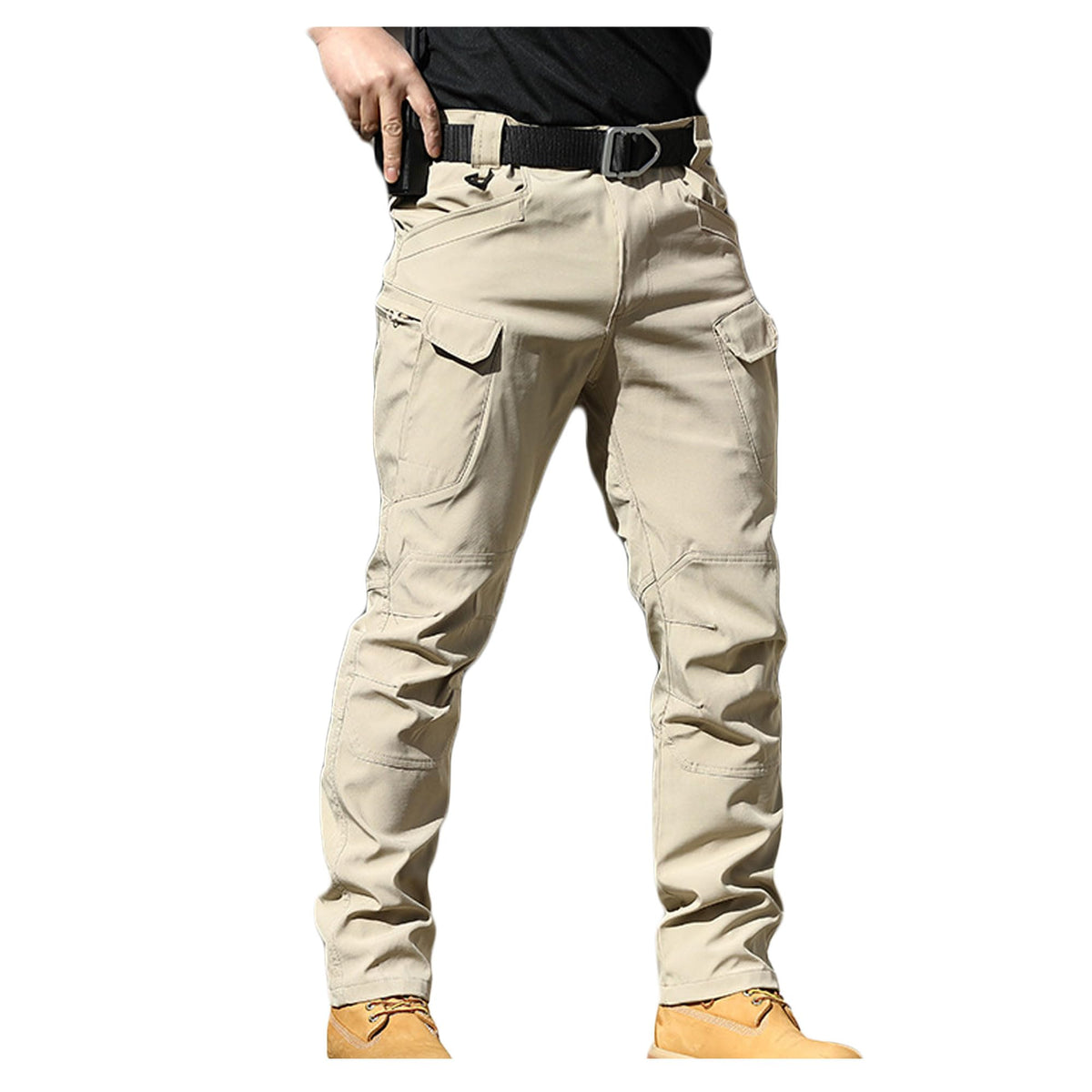 Bestgift Outdoor Pants Casual Straight Leg Cargo Pants Men's Long Pants Khaki IX7 XL