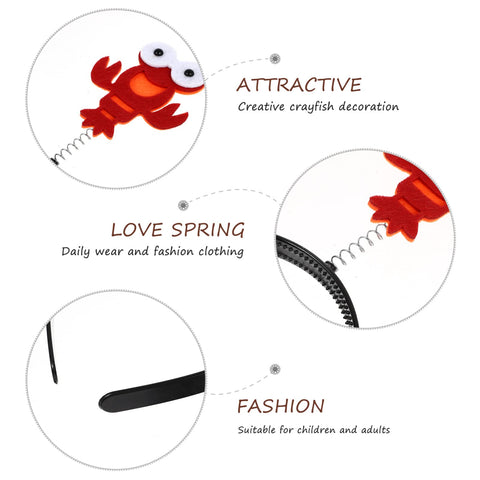 Amosfun 4pcs Cute Red Crab Hair Hoop Lobster Headband Animal Cosplay Hairbands Lobster Hair Accessories for Halloween Christmas Birthday Party Costume