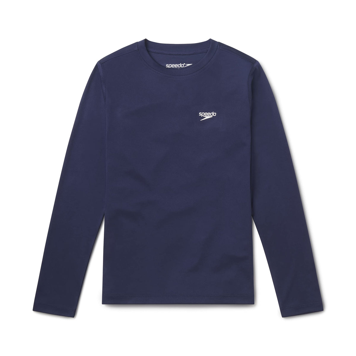 Speedo Boys' Standard Uv Swim Shirt Long Sleeve Tee Graphic, Peacoat Basic, Small