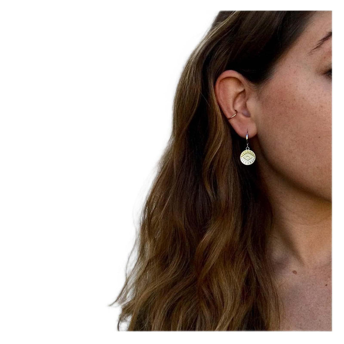 Yheakne Evil Eye Coin Earrings Gold Disc Drop Earrings Evil Eye Hoop Earrings Vintage Lucky Charm Earrings Jewelry for Women and Girls