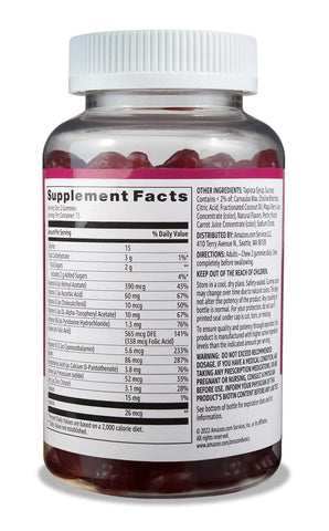 Amazon Basics Adult Multivitamin, 150 Gummies, 75-Day Supply, Mixed Berry & Cherry (Previously Solimo)