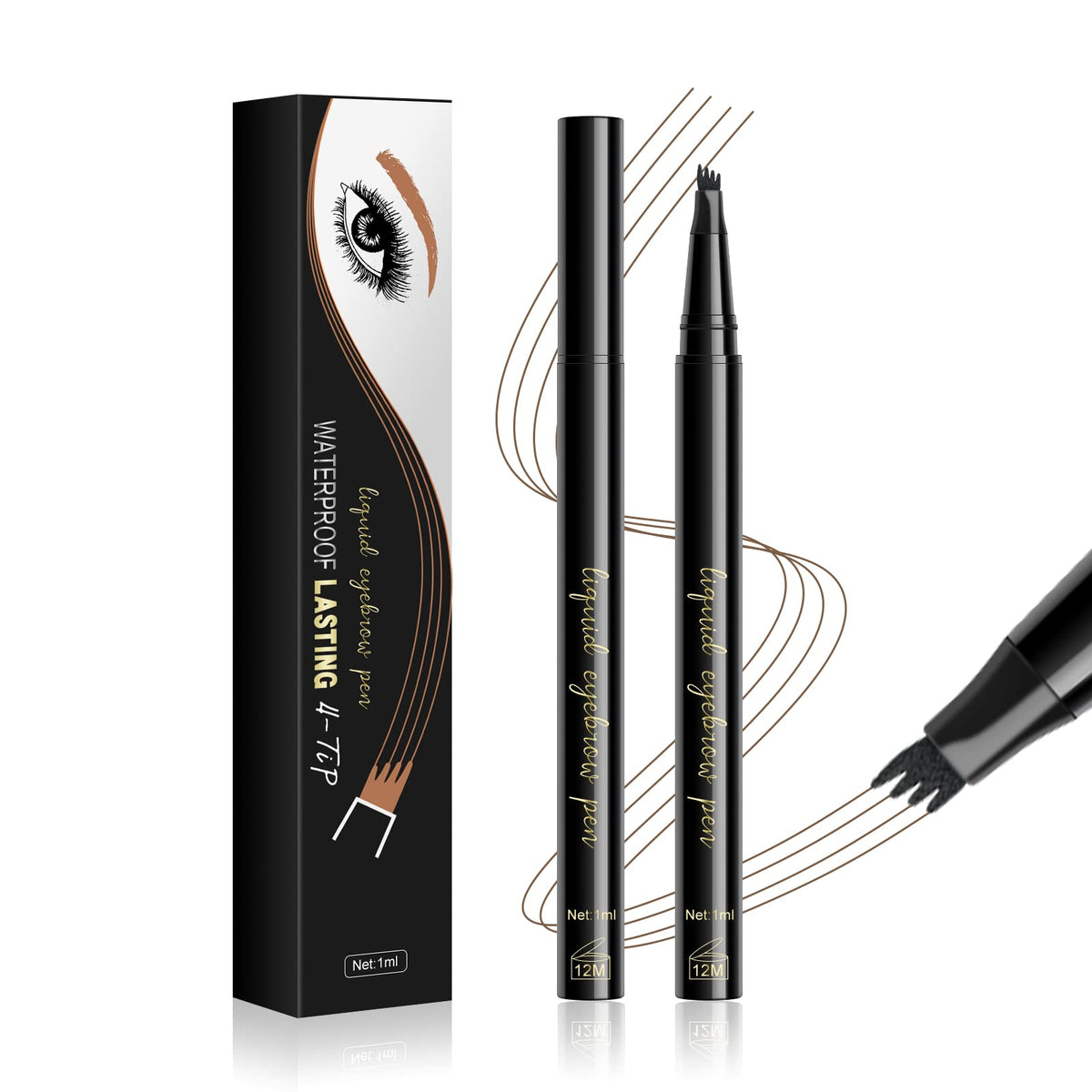 FREEORR Eyebrow Pen, Eyebrow Micro-Fork Tip Pencil 24HR Long-lasting Waterproof Brows Pencil, Tattoo Eye Brow Pencils for Women, Microblade Eyebrow Pen Eye Brows-02 Dark Brown