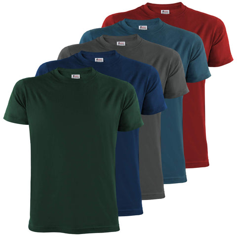 ALPIDEX Men's T-Shirts Pack of 5 with Round Neck, Plain Size S M L XL XXL 3XL 4XL 5XL, Size:m, Colour:Earth