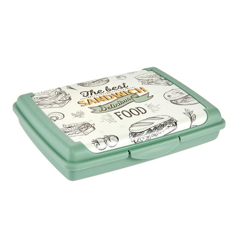 keeeper Handy Lunchbox and Food Container, 17 x 13 x 3.5 cm, Sandwich Design, Carla Mini, Nordic Green