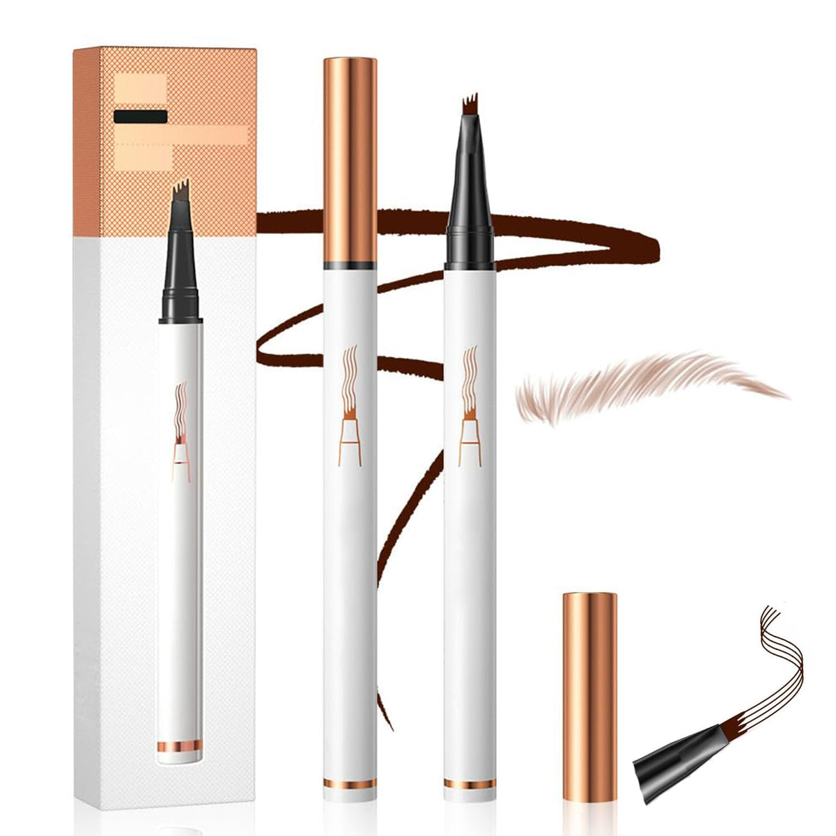 Eyebrow Tattoo Pencil 4 Fork Tip 3D Microblading - 2024 New 4-Tip Eyebrow Pencil Natural Makeup Fine Stroke Magic Eyebrow Pencil, Eye Brown Makeup Long Lasting Eyebrow Pencil Stay on All Day?2pcs?
