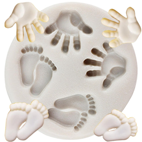 MINFEIDMS Baby Silicone Fondant Mould Baby Foot Hand Candy Chocolate Mould for Sugar Cake Decorating Cupcake Topper Gum Paste Polymer Clay