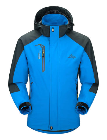 YSENTO Mens Outdoor Waterproof Hoodded Jacket Breathable Walking Climbing Lightweight Rain Coat(blue,L)