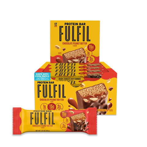 FULFIL Protein Snack Bars, NEW Recipe Chocolate Peanut Butter, 15g Protein, Pantry Staples, 12 Count, Packaging May Vary