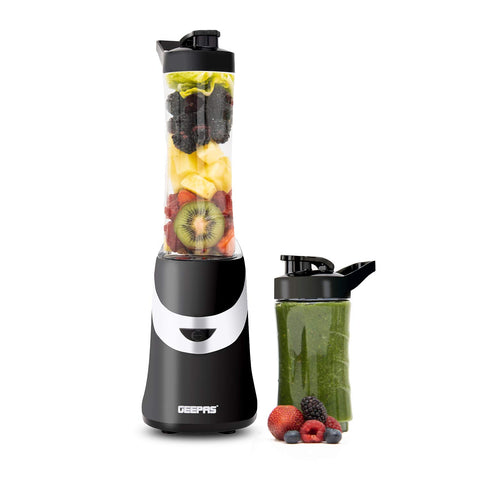 Geepas Personal Blender Smoothie Milkshake Maker - Mini Travel Blender for Protein Shakes with 2 Easy to Clean BPA Free Tritan Sports Bottles with Leak-Proof Lids (350W)